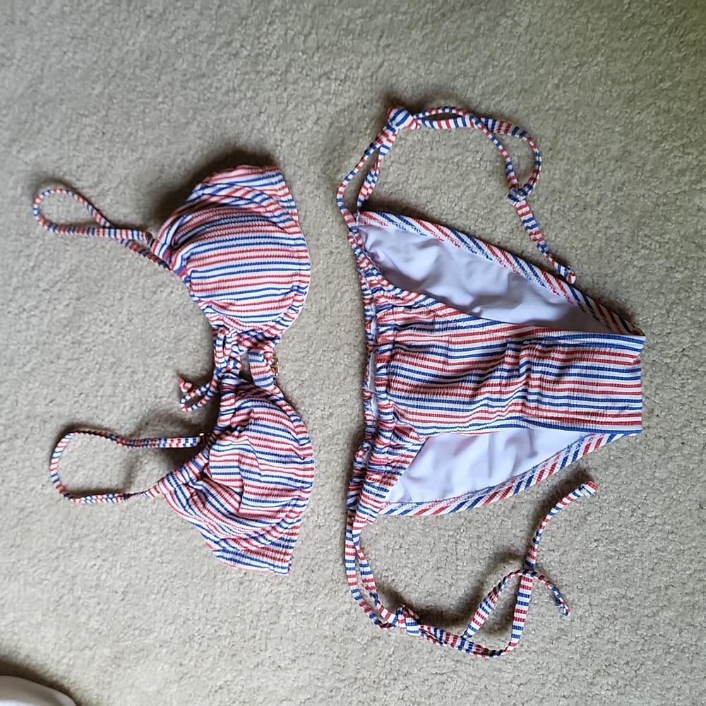 Blue and Red Striped Bathing Suit ❤️🩵